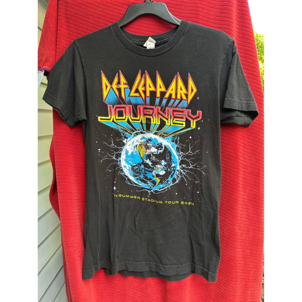 Def Leppard Journey Black Concert T-Shirt 2024 Summer Stadium Tour Graphic Small
